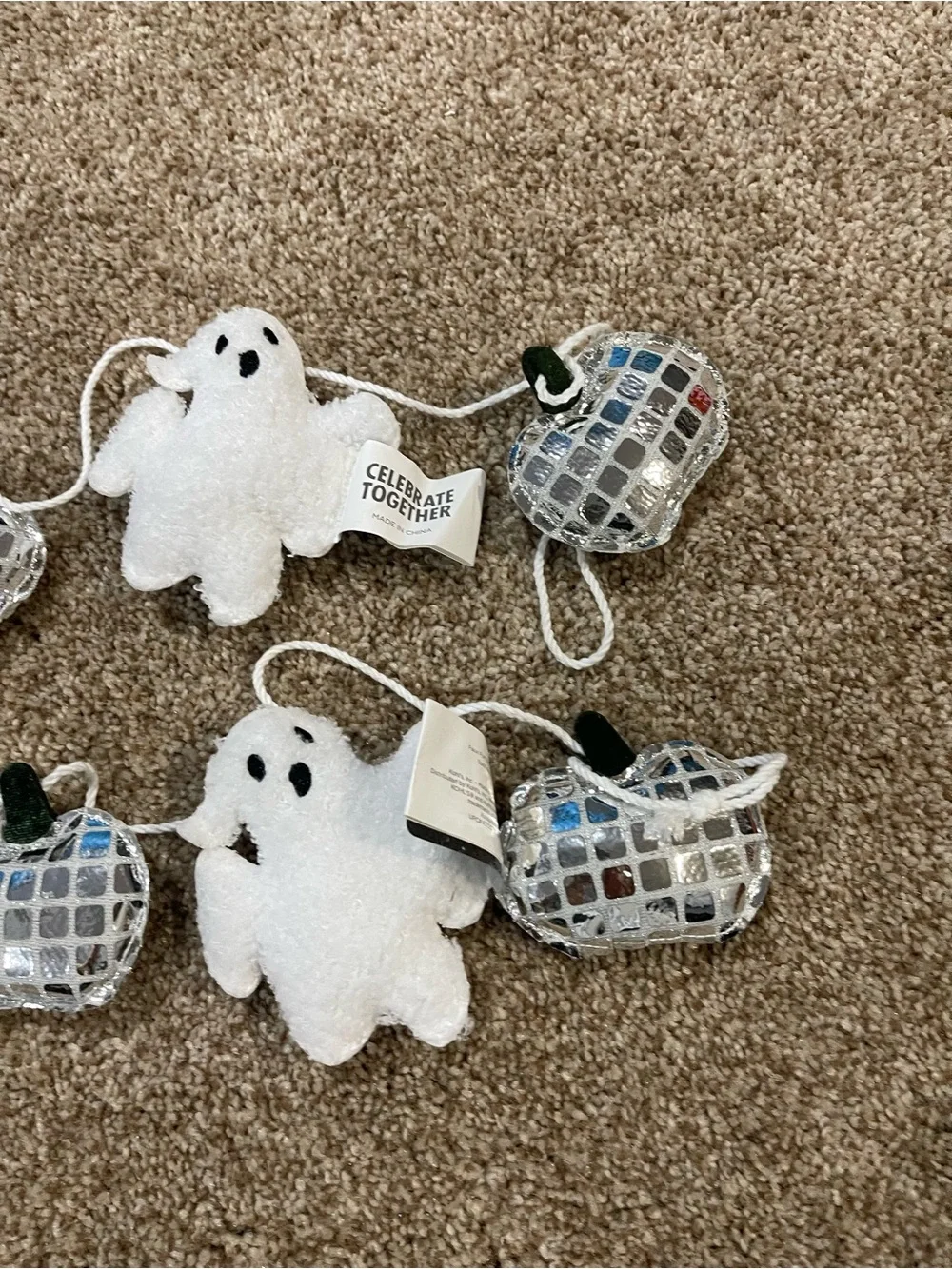 Holiday halloween White Ghost and Silver Pumpkin Garland new kohls